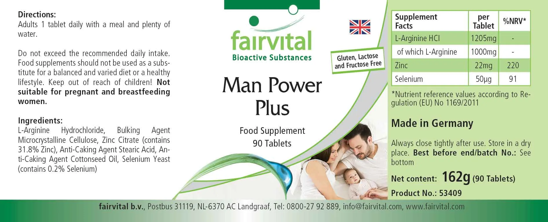 Man Power Plus - 90 Tabletten - mit Zink, Selen - für Haut, Haare, Schilddrüse, Sehkraft, Immunsystem uvm. | Fairvital Man Power Plus - 90 Tabletten - mit Zink, Selen - für Haut, Haare, Schilddrüse, Sehkraft, Immunsystem uvm. | Fairvital