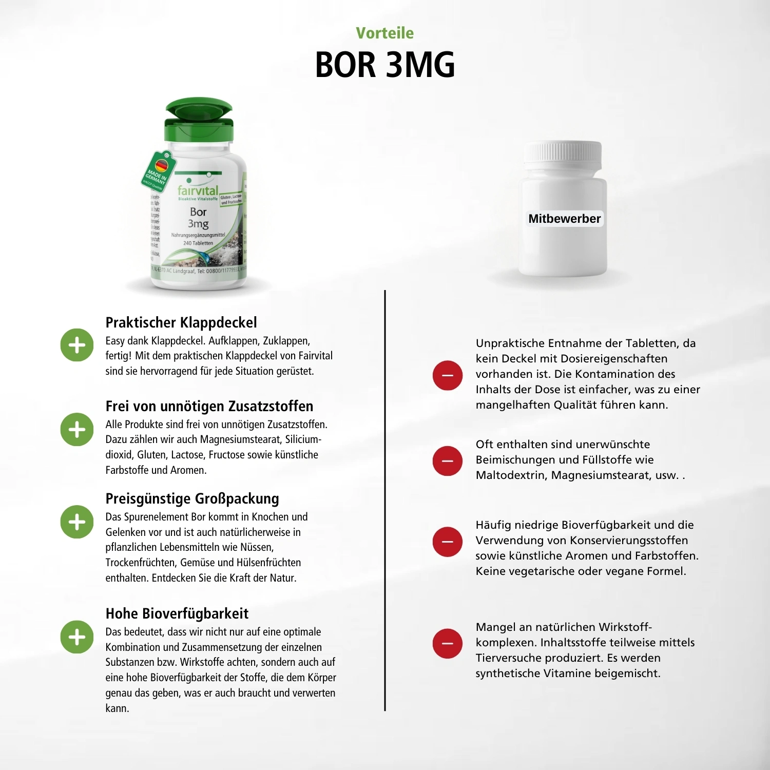 Boron 3 mg – 240 tablets – Easy to swallow – Essential trace element – Vegan | Fairvital