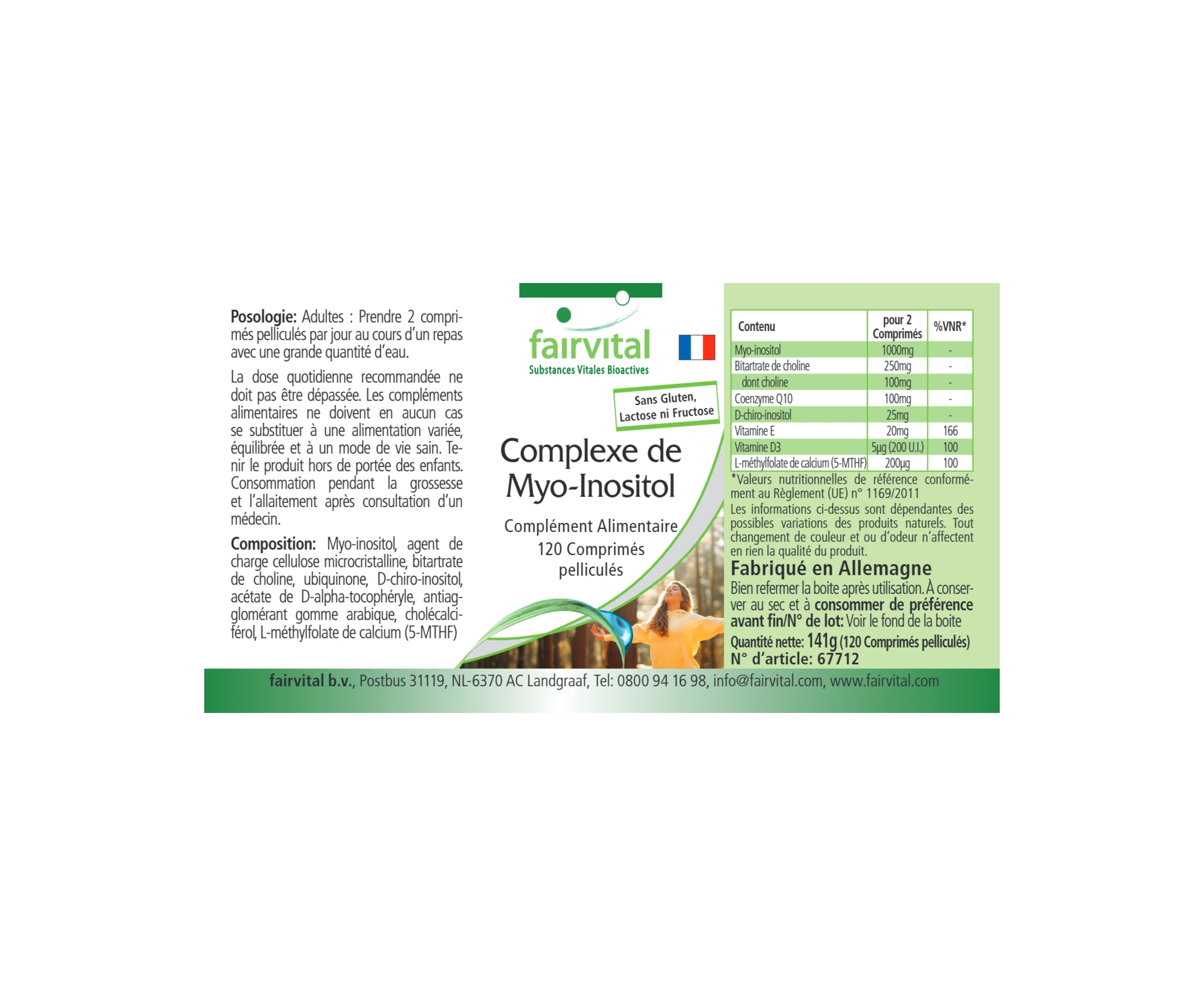 Complesso di Mio-Inositolo - 120 compresse rivestite con film - vegano | Fairvital