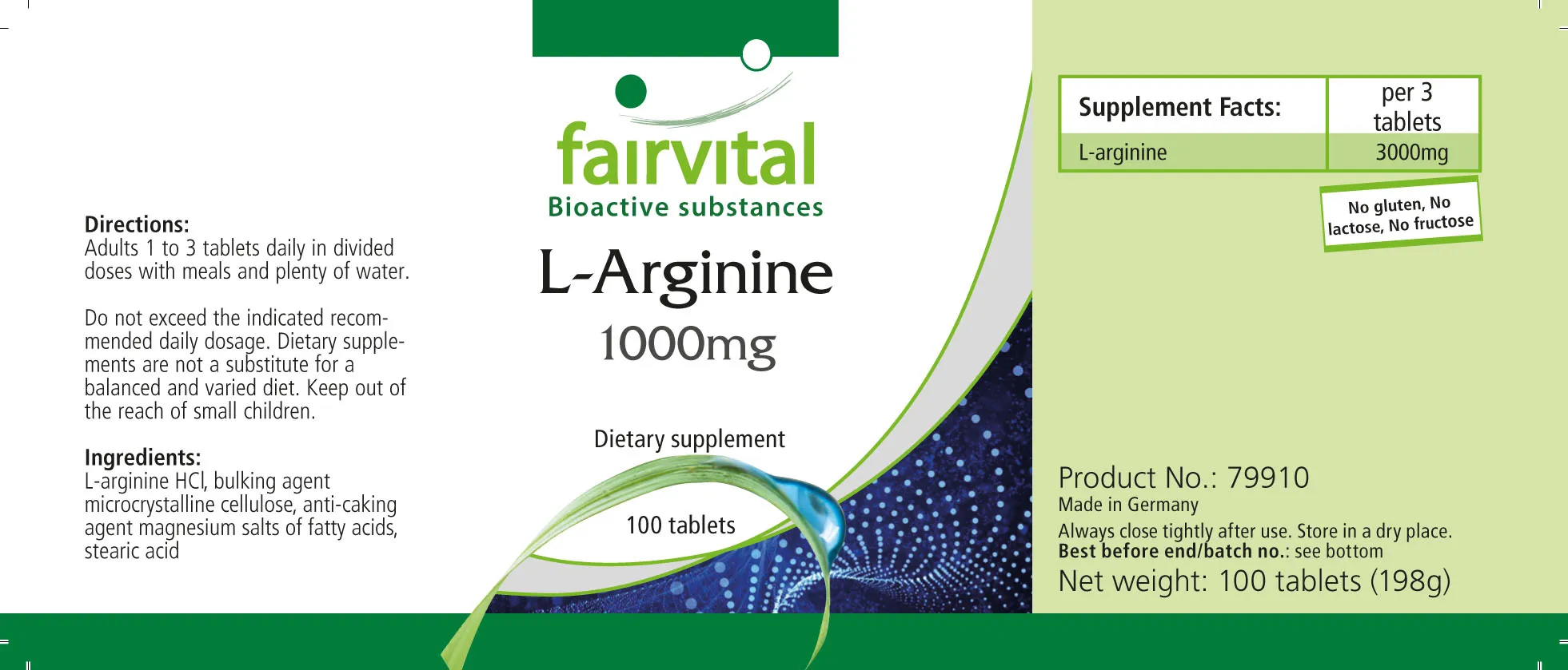 L-Arginin 1000mg - 100 Tabletten - Hochdosiert und Vegan | Fairvital L-Arginin 1000mg - 100 Tabletten - Hochdosiert und Vegan | Fairvital