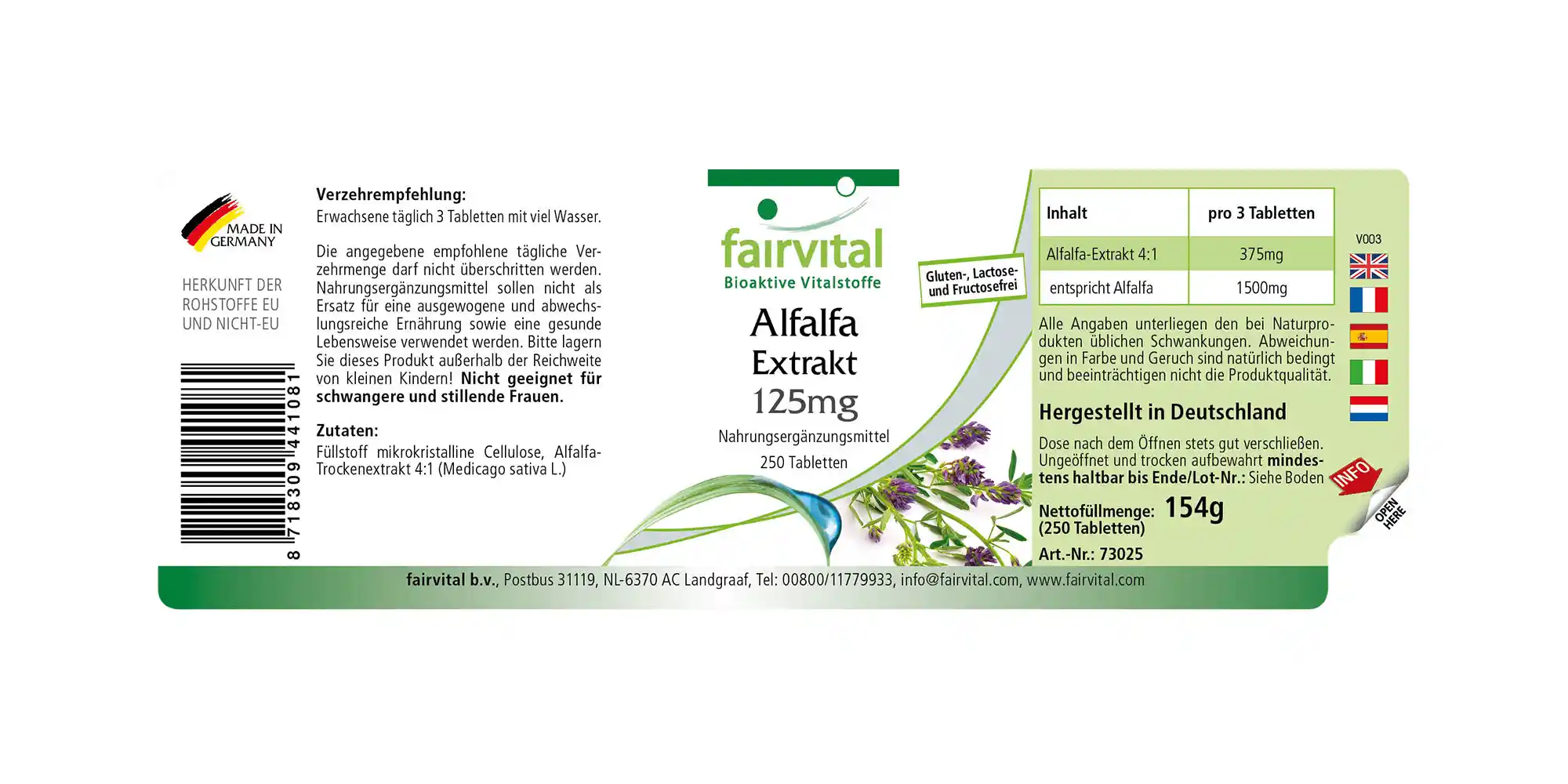 Alfalfa Extract 4:1 125mg - 250 tablets