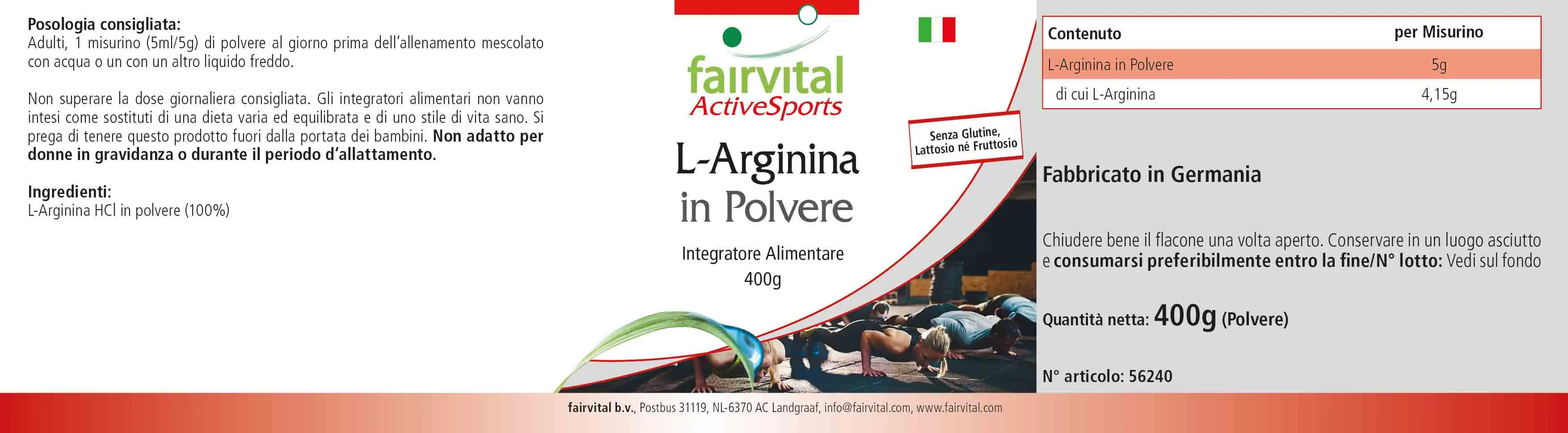 L-Arginin Pulver 400g - 100% pures L-Arginin HCL ohne Zusatzstoffe - Vegan | Fairvital L-Arginin Pulver 400g - 100% pures L-Arginin HCL ohne Zusatzstoffe - Vegan | Fairvital
