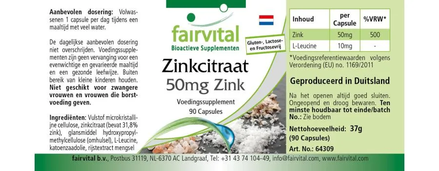 Zinkcitrat mit 50mg Zink - für Immunsystem, Haare, Haut, Sehkraft uvm. - Vegan | Fairvital Zinkcitrat mit 50mg Zink - für Immunsystem, Haare, Haut, Sehkraft uvm. - Vegan | Fairvital