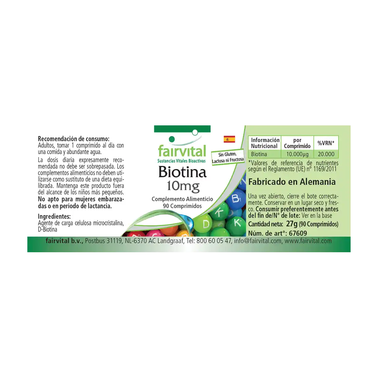 Biotin 10mg - 90 Tabletten - mit 10000mcg Vitamin B7 pro Tablette -  für Haare, Haut, und Nervensystem - Hochdosiert und Vegan | Fairvital Biotin 10mg - 90 Tabletten - mit 10000mcg Vitamin B7 pro Tablette -  für Haare, Haut, und Nervensystem - Hochdosiert und Vegan | Fairvital
