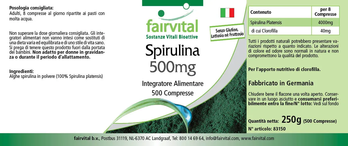 Spirulina 500mg - 500 tabletten Spirulina 500mg - 500 tabletten
