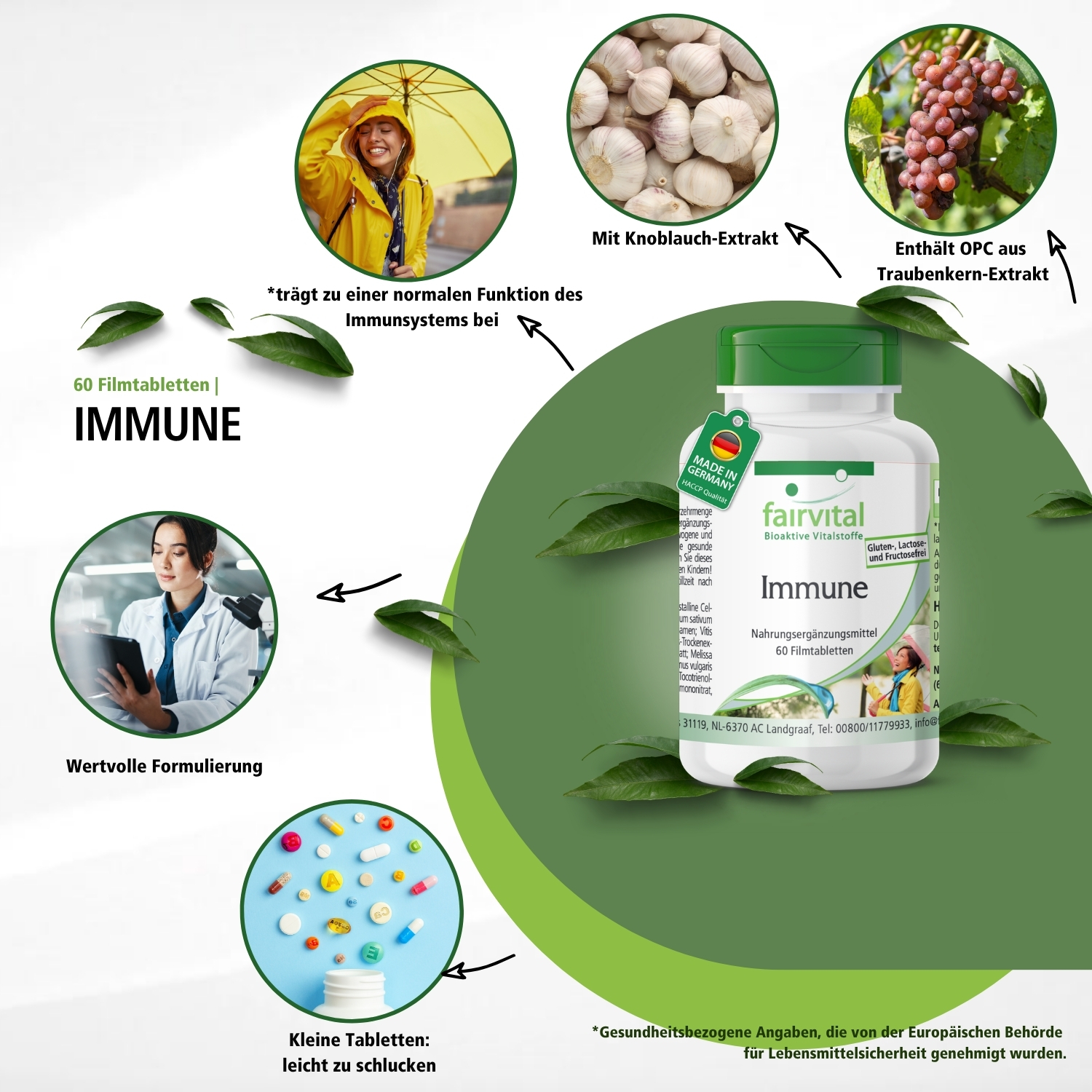 Immune - 60 compresse rivestite con film - con vitamina B12, C, zinco, rame e molto altro - per il sistema immunitario, contro l'affaticamento e molto altro | Fairvital