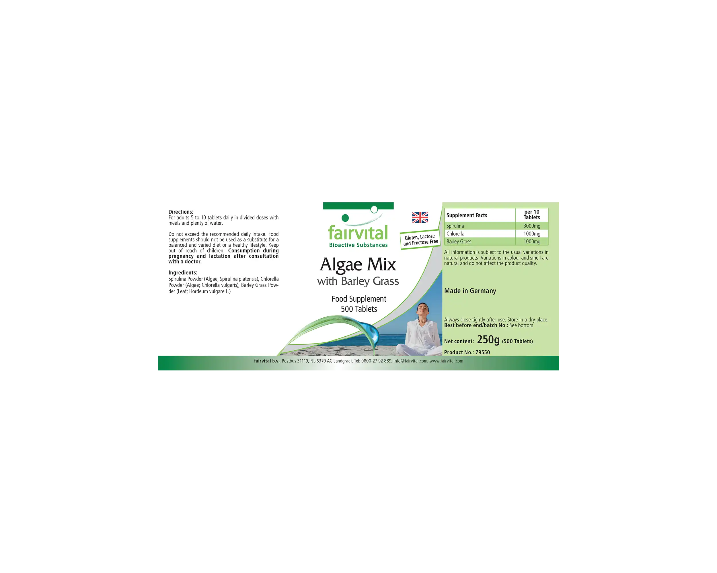 Algae mix with barley grass - 500 tablets