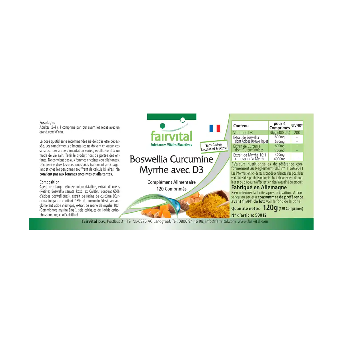Boswellia Curcumin Myrrh with D3 - 120 tablets Boswellia Curcumin Myrrh with D3 - 120 tablets
