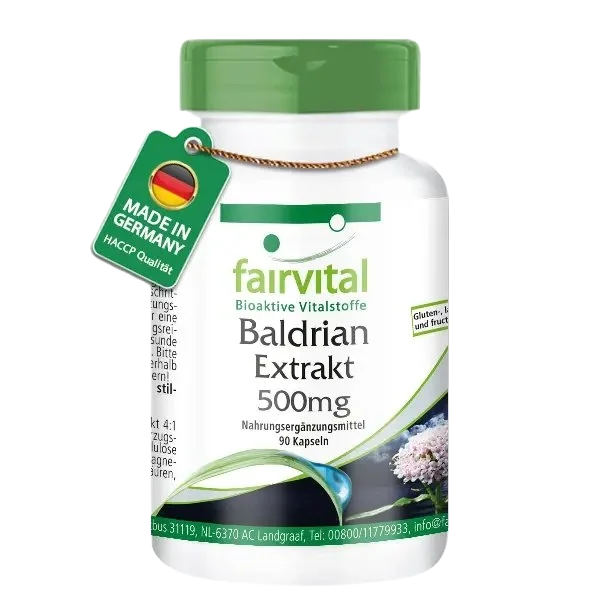 Baldrian Extrakt 500mg - Valeriana Officinalis - 90 Kapseln - Hochdosiert und Vegan | Fairvital Baldrian Extrakt 500mg - Valeriana Officinalis - 90 Kapseln - Hochdosiert und Vegan | Fairvital