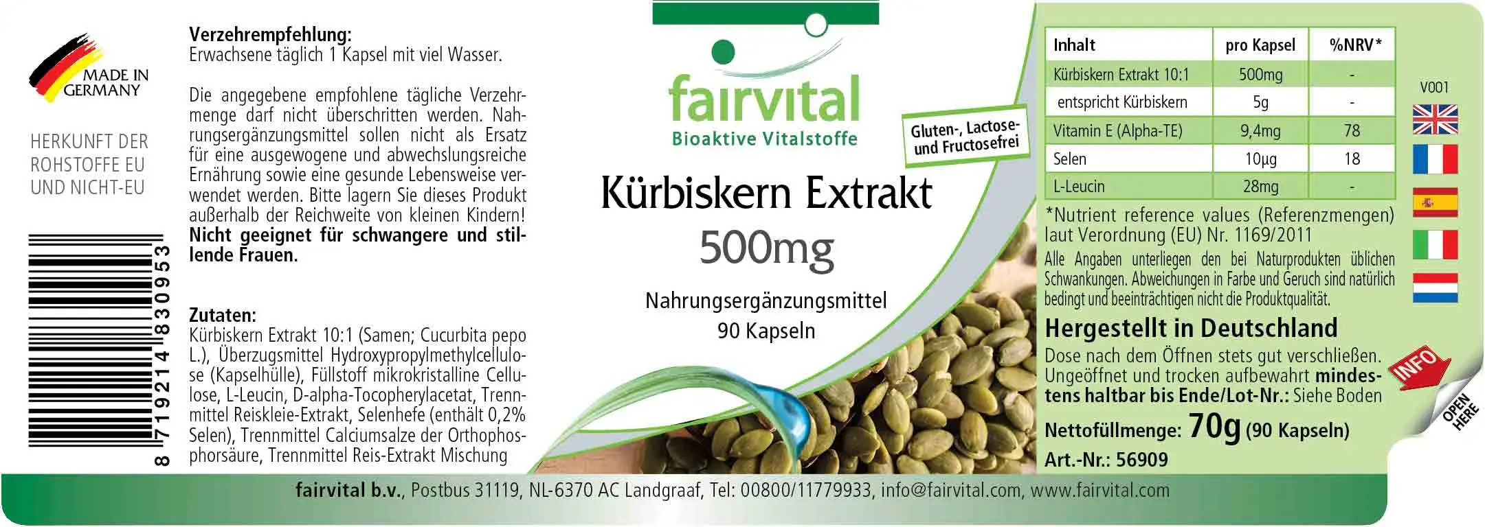 Estratto di semi di zucca 500 mg Estratto di semi di zucca 500 mg