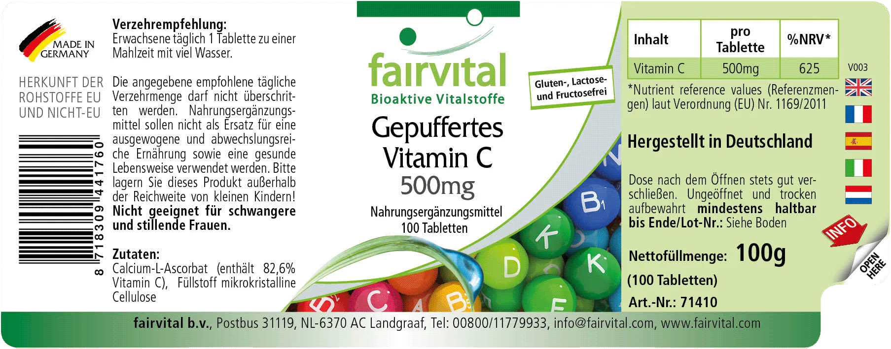 Vitamine C tamponnée 500mg - 100 comprimés