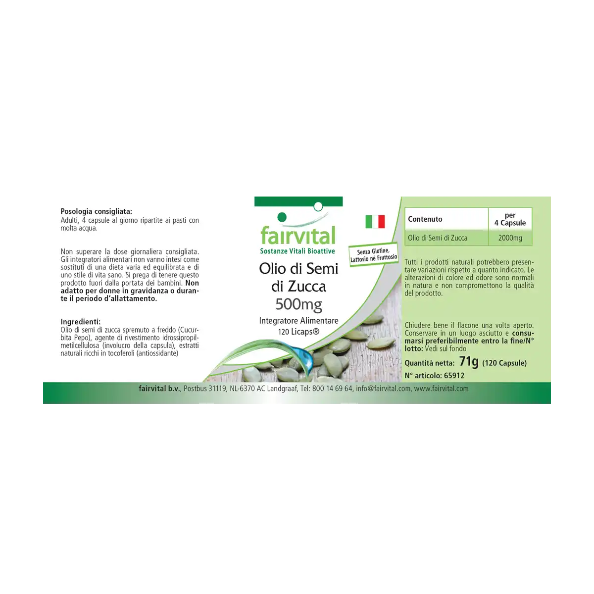 Pumpkin seed oil 500mg - 120 LiCaps® Pumpkin seed oil 500mg - 120 LiCaps®