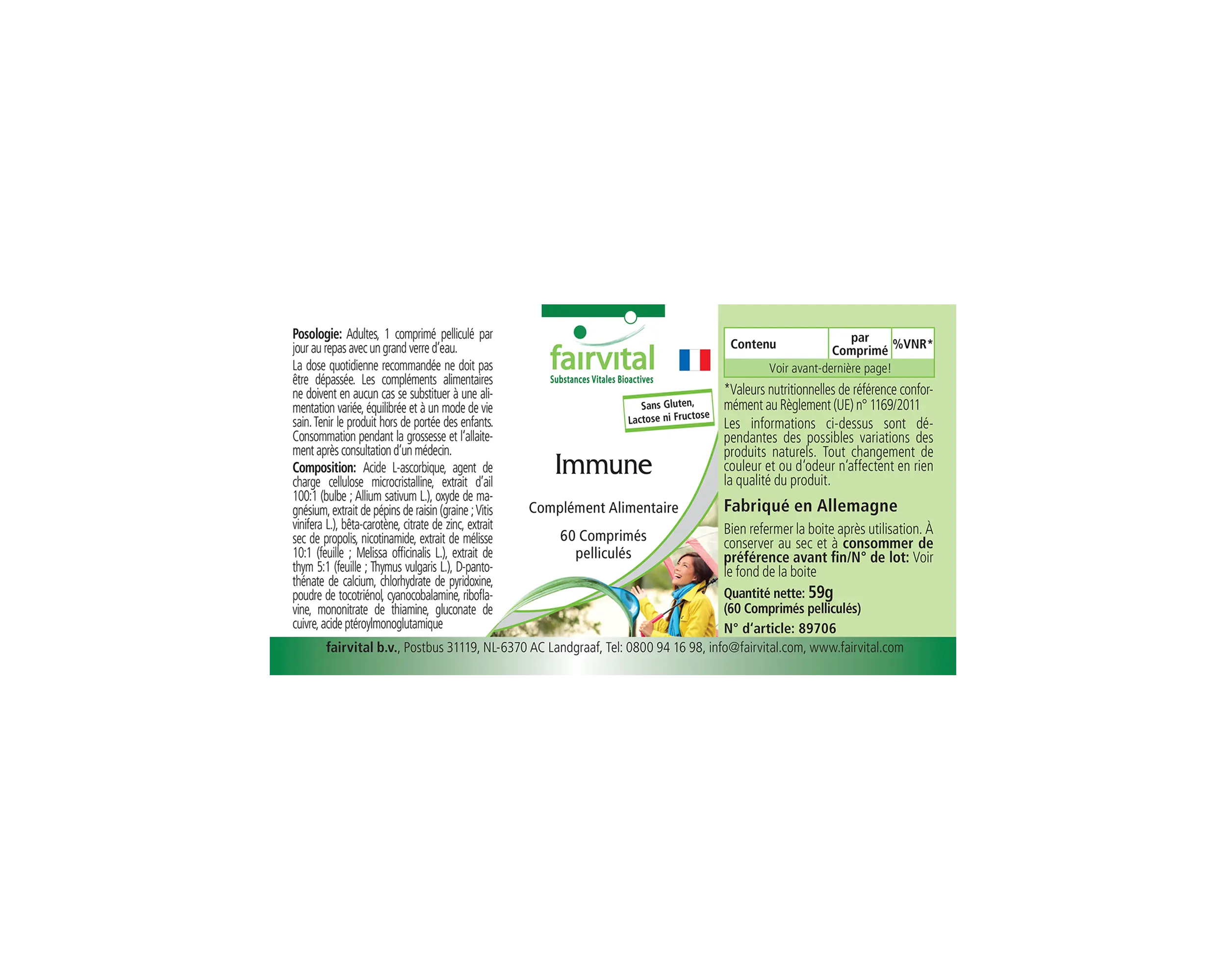Immune - 60 compresse rivestite con film - con vitamina B12, C, zinco, rame e molto altro - per il sistema immunitario, contro l'affaticamento e molto altro | Fairvital