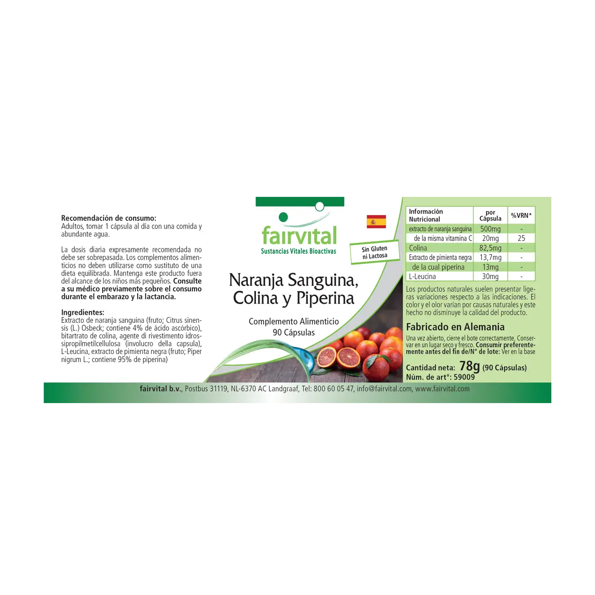 Blutorange, Cholin und Piperin 500mg - 90 Kapseln - mit Vitamin C - für Leberfunktion, Immunsystem uvm. | Fairvital Blutorange, Cholin und Piperin 500mg - 90 Kapseln - mit Vitamin C - für Leberfunktion, Immunsystem uvm. | Fairvital