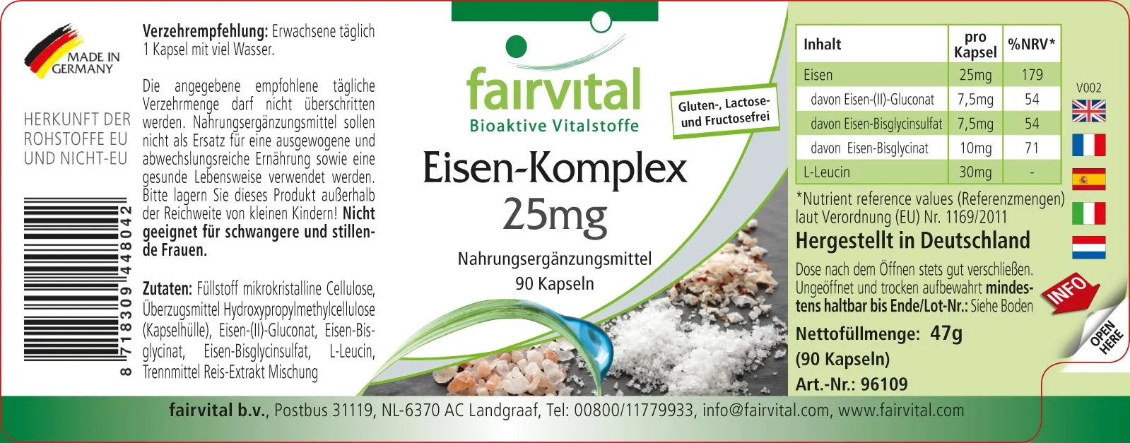 Eisen-Komplex 25mg - 90 Kapseln - Hochdosiert und Vegan | Fairvital Eisen-Komplex 25mg - 90 Kapseln - Hochdosiert und Vegan | Fairvital