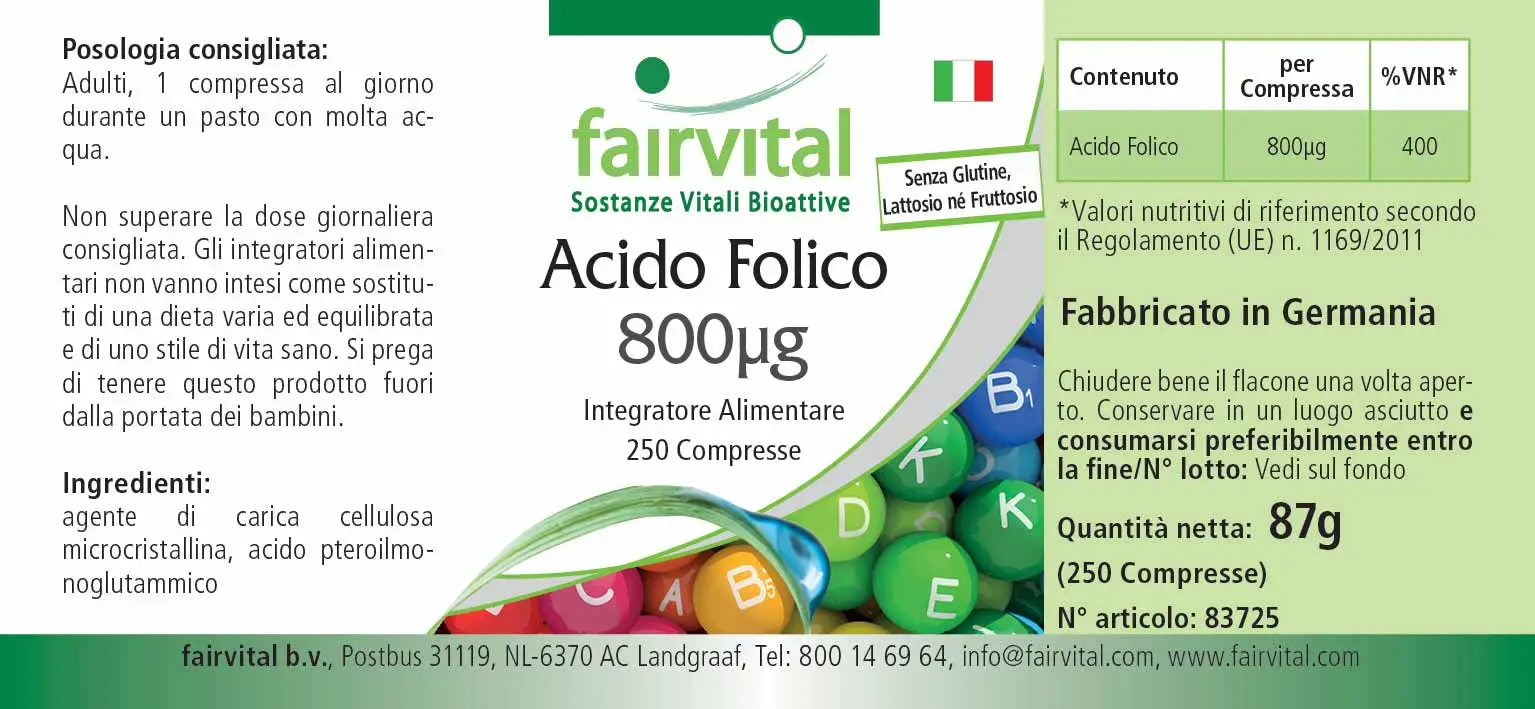 Folic Acid 800µg - 250 Tablets Folic Acid 800µg - 250 Tablets
