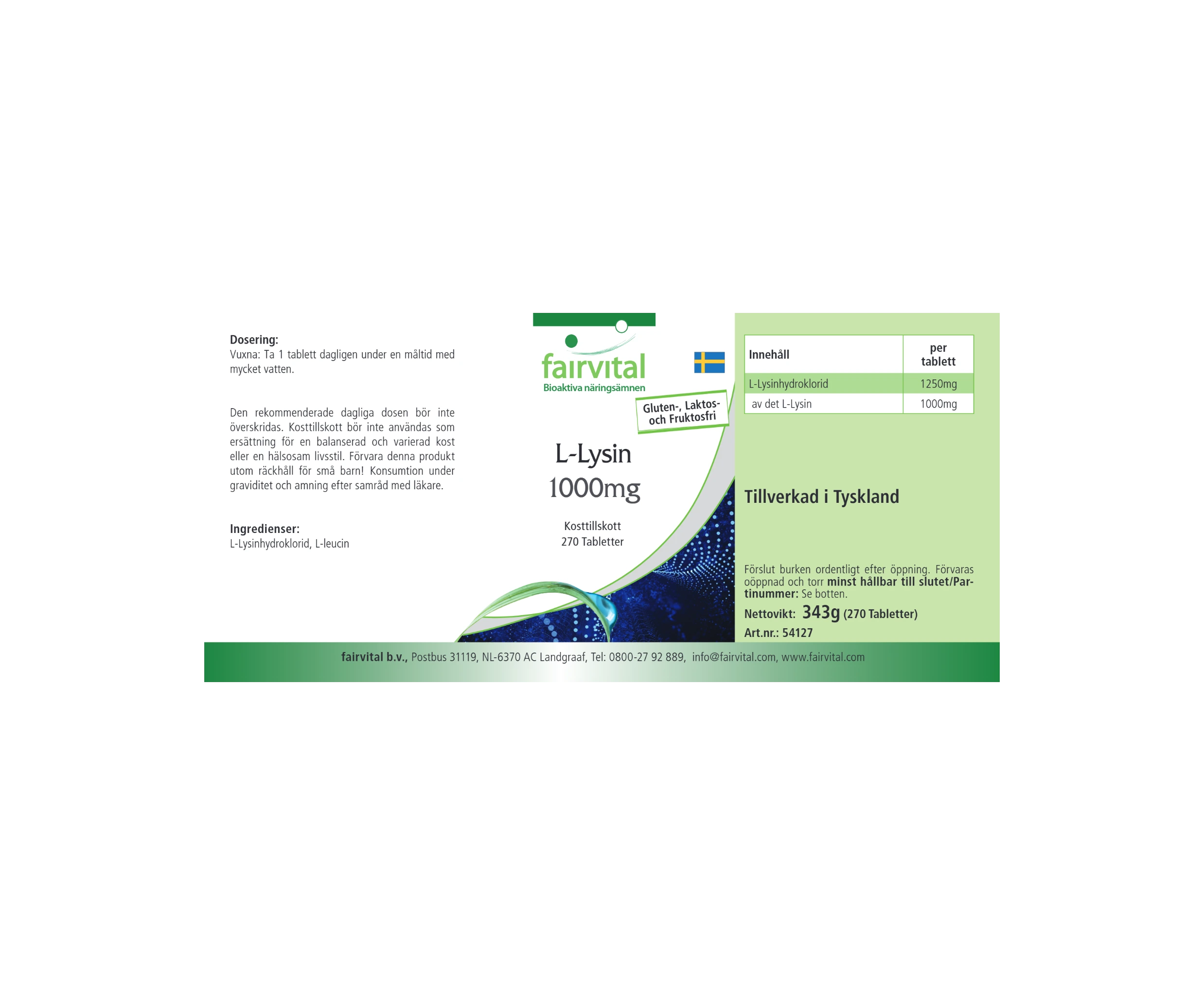 L-Lysine 1000mg - 270 tabletten - veganistisch | Fairvital