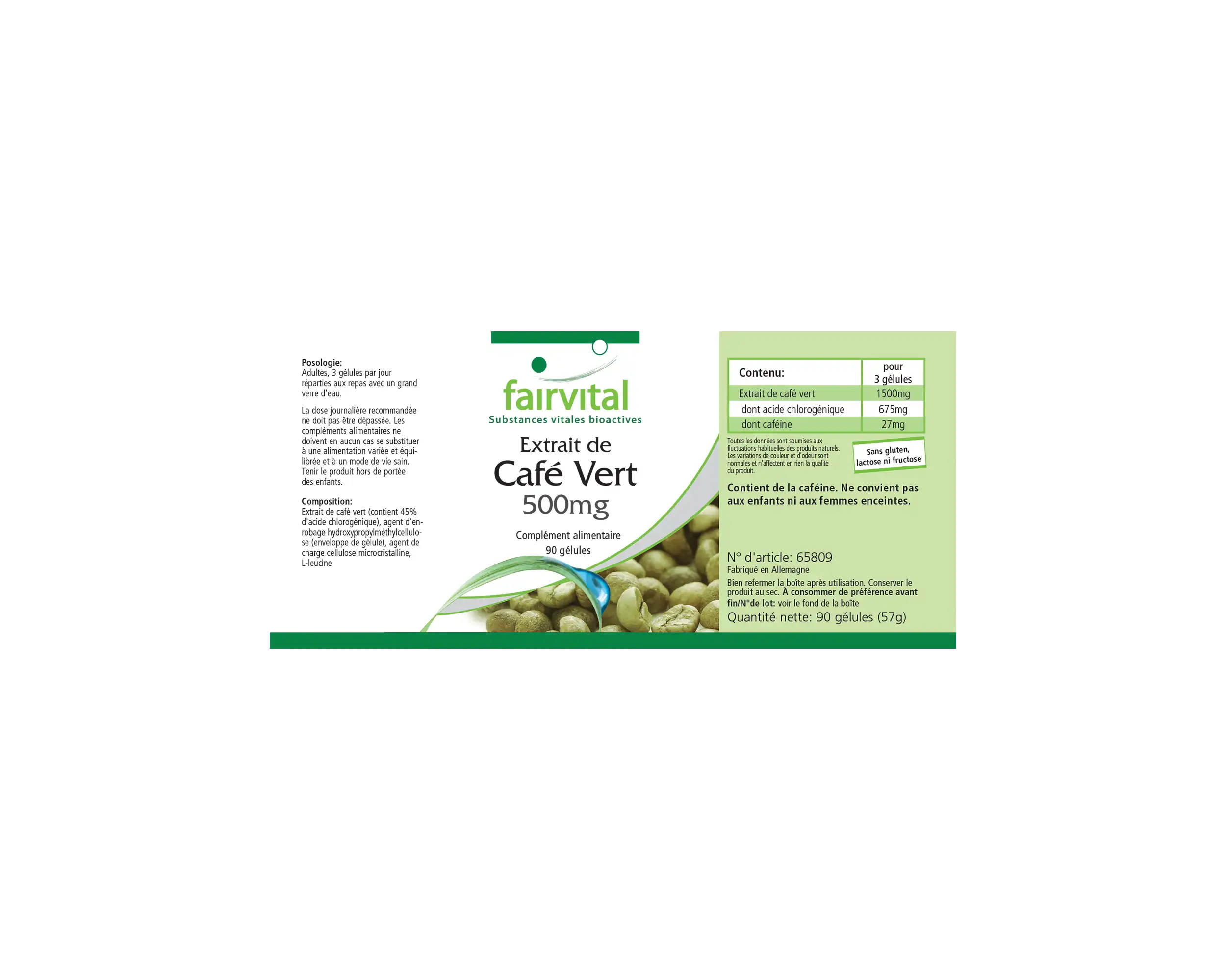 Grüner Kaffee Extrakt 500mg - 90 Kapseln - Standardisiert auf 45% Chlorogensäure - Hochdosiert und Vegan | Fairvital Grüner Kaffee Extrakt 500mg - 90 Kapseln - Standardisiert auf 45% Chlorogensäure - Hochdosiert und Vegan | Fairvital