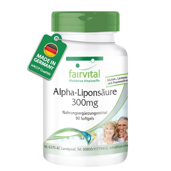 Alpha-Liponsäure 300mg - Alpha-lipoic acid (ALA) - 90 Softgels - Hochdosiert und Vegan | Fairvital