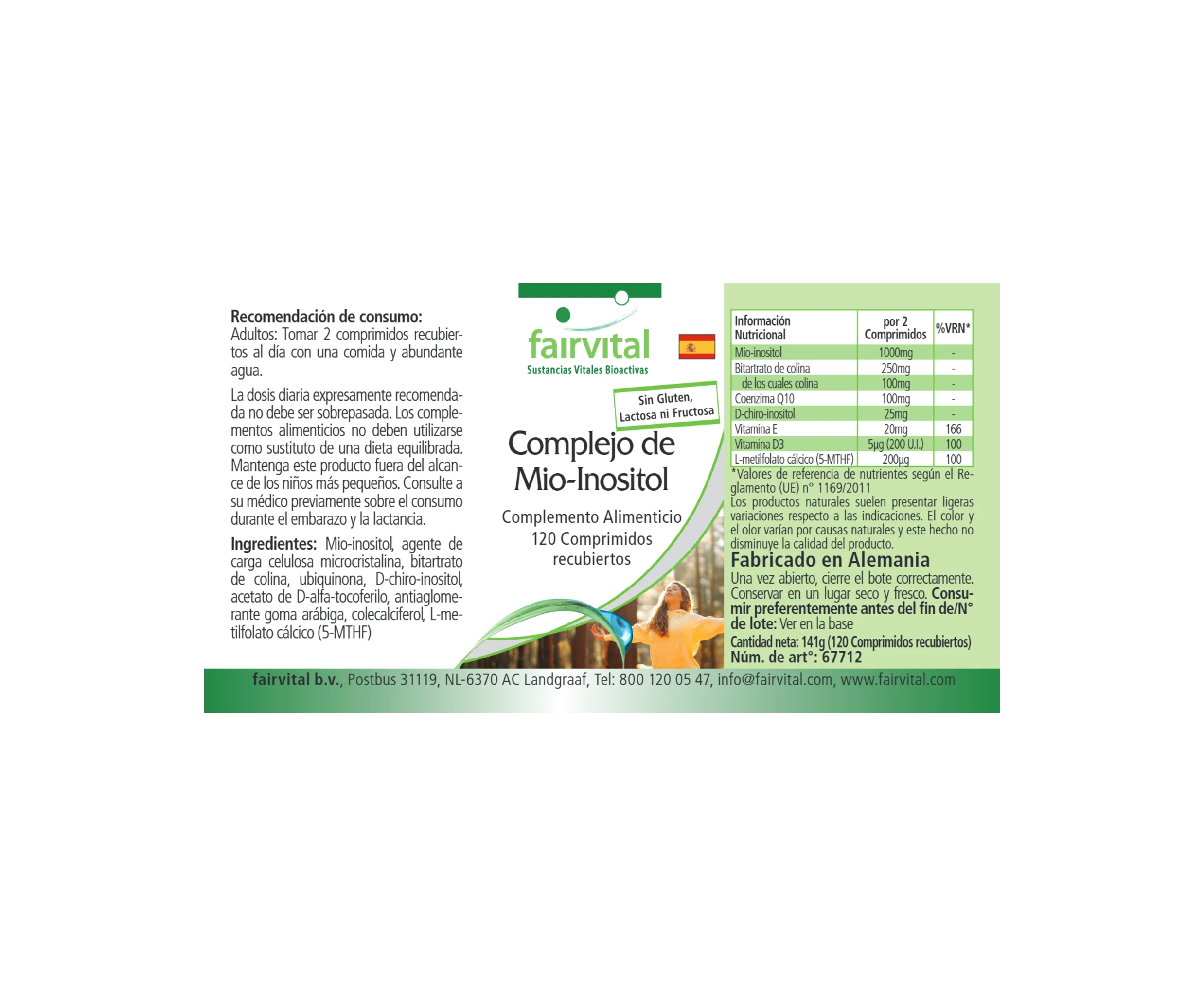 Complesso di Mio-Inositolo - 120 compresse rivestite con film - vegano | Fairvital