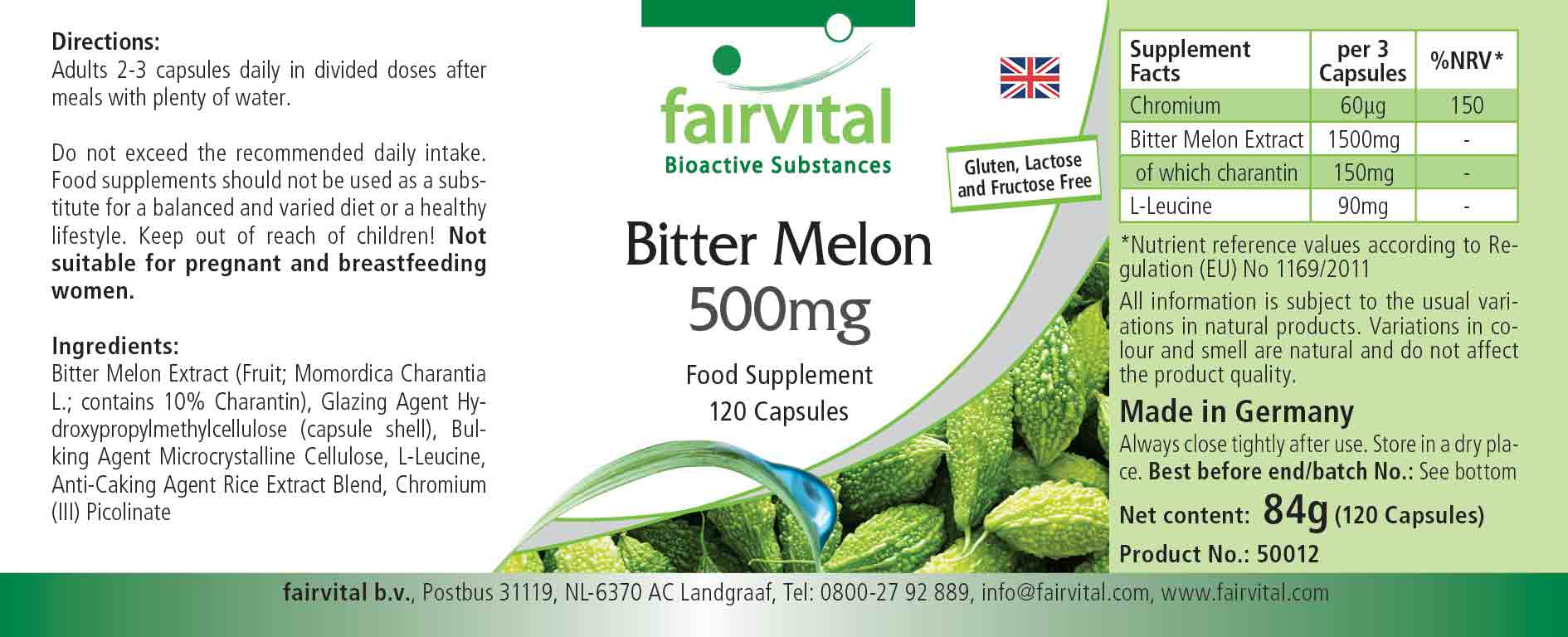Bitter melon 500mg with chromium - 120 capsules - Sale - MHD 05/25
