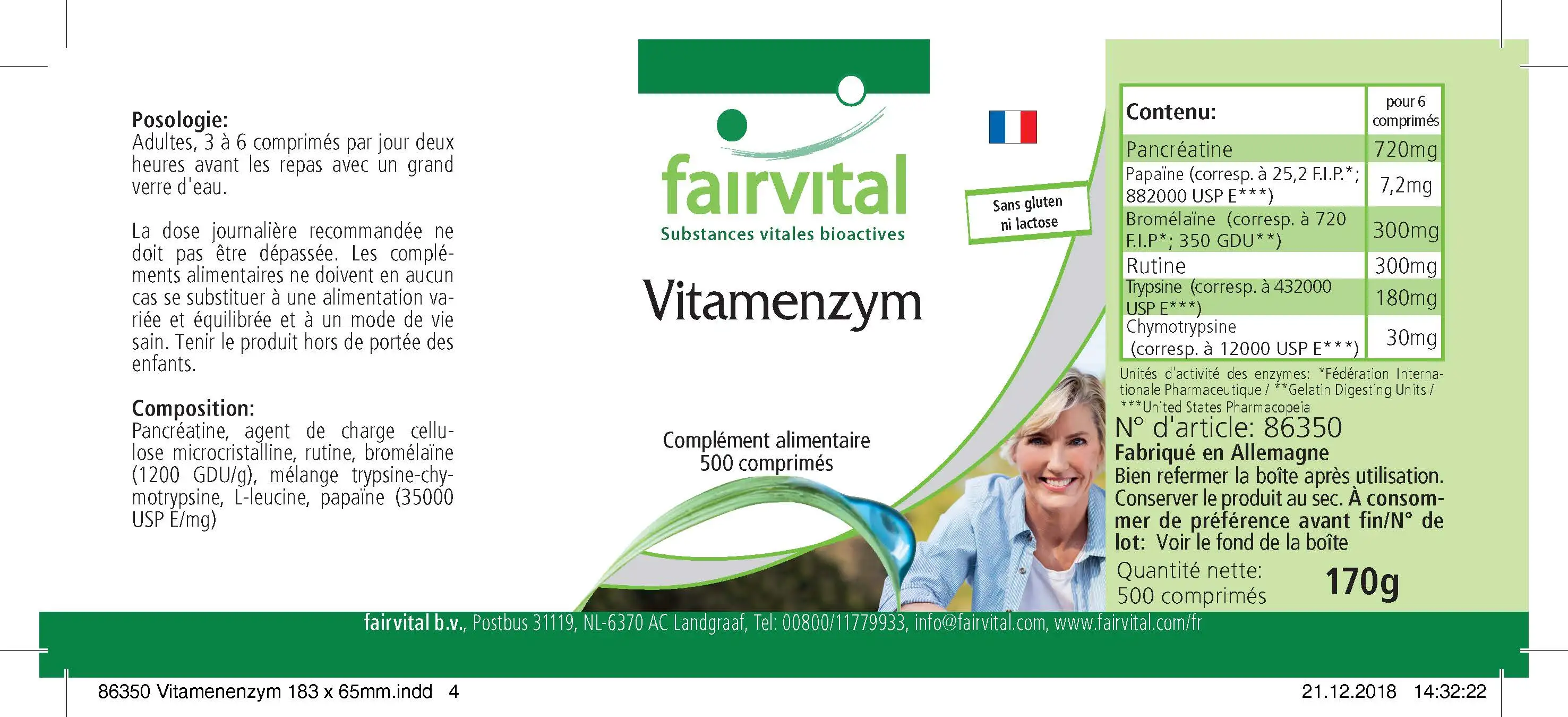 Vitamenzym - 500 Tabletten - mit Pankreatin, Papain, Bromelain, Rutin, Trypsin uvm. | Fairvital Vitamenzym - 500 Tabletten - mit Pankreatin, Papain, Bromelain, Rutin, Trypsin uvm. | Fairvital