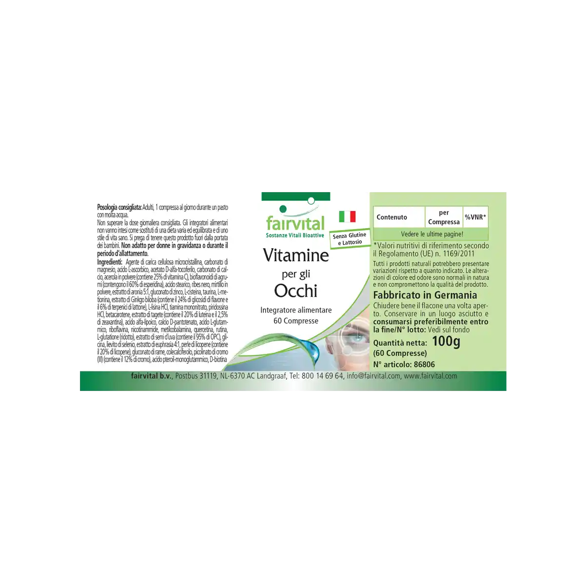 Augenvitamine - 60 Tabletten - mit Vitamin A, Riboflavin, Zink, uvm. - für Sehkraft, Zellteilung uvm. | Fairvital Augenvitamine - 60 Tabletten - mit Vitamin A, Riboflavin, Zink, uvm. - für Sehkraft, Zellteilung uvm. | Fairvital