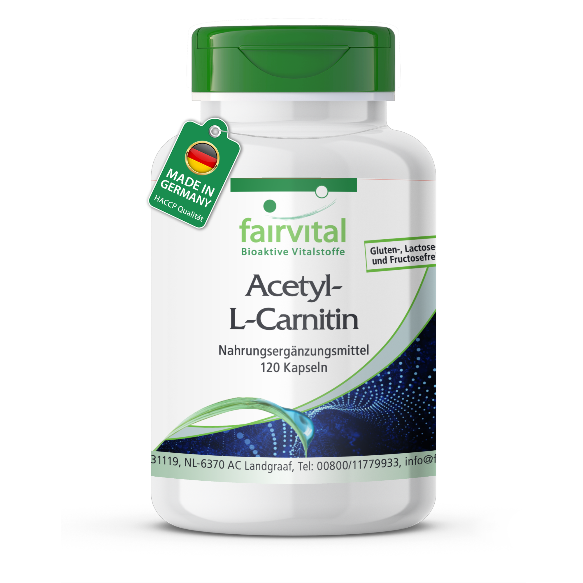 Acetil-L-Carnitina - 120 capsule - Ad alto dosaggio e vegana | Fairvital