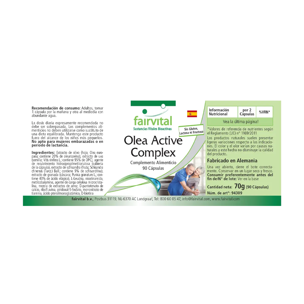 Olea Active Complex- 90 Kapseln- B-Vitamine, Folsäure, Olivenblatt & OPC-Vegan | Fairvital Olea Active Complex- 90 Kapseln- B-Vitamine, Folsäure, Olivenblatt & OPC-Vegan | Fairvital