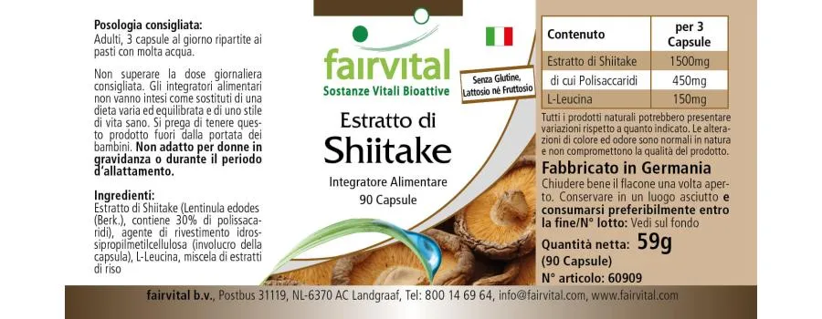 Extrait de shiitake 500mg - 90 gélules Extrait de shiitake 500mg - 90 gélules