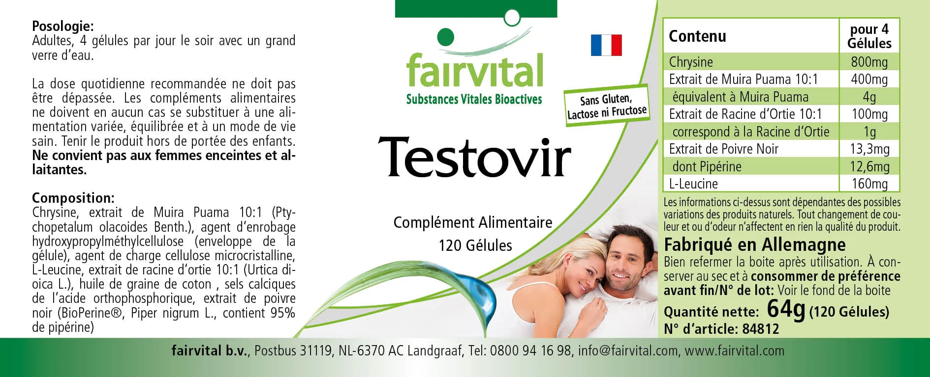 Testovir - 120 Kapseln - mit Muira Puama, Chrysin & Bioperin - Hochdosiert und Vegan | Fairvital Testovir - 120 Kapseln - mit Muira Puama, Chrysin & Bioperin - Hochdosiert und Vegan | Fairvital