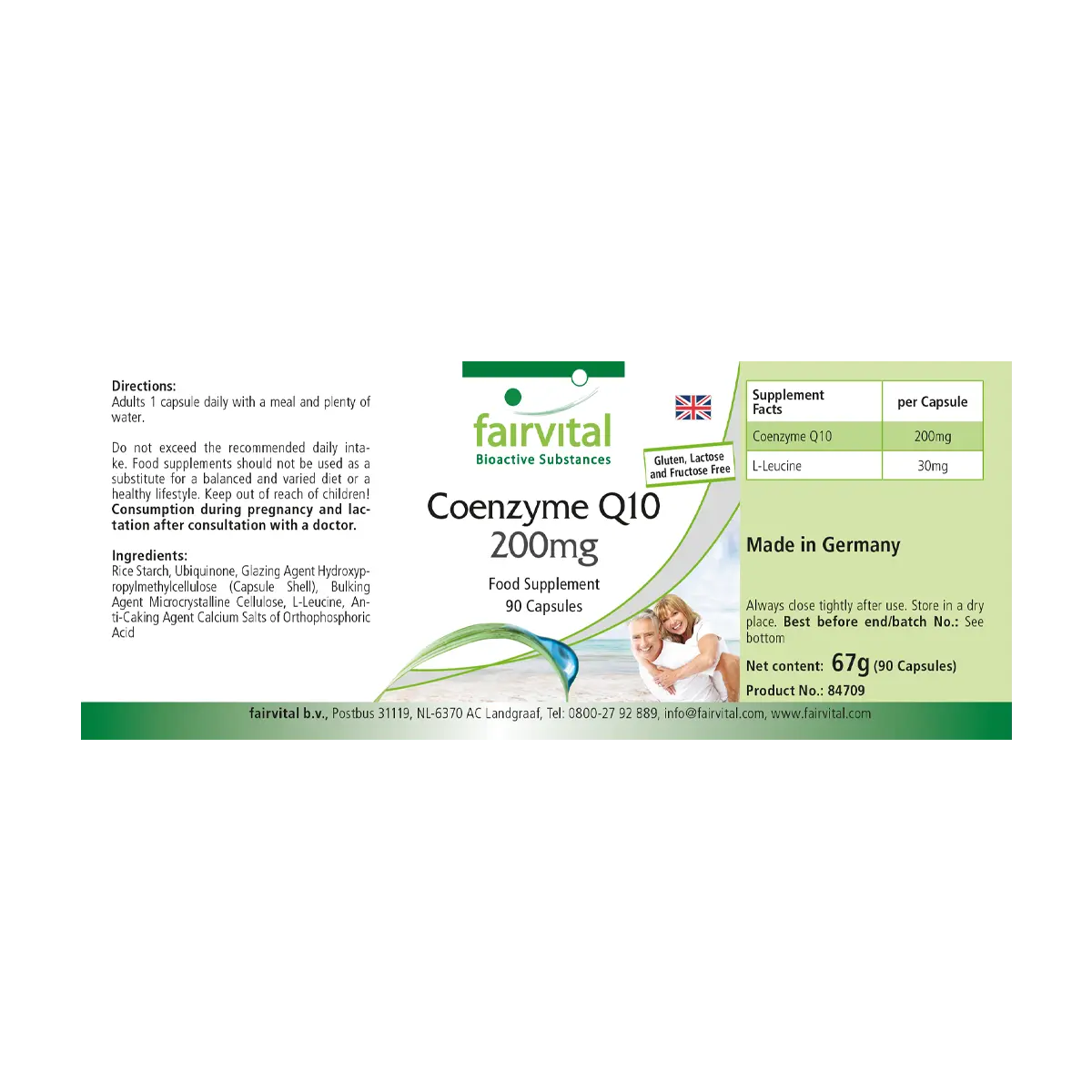 Co-Enzym Q10 200mg - 90 Kapseln - CoQ10 Ubiquinon Kapseln - Hochdosiert und Vegan | Fairvital Co-Enzym Q10 200mg - 90 Kapseln - CoQ10 Ubiquinon Kapseln - Hochdosiert und Vegan | Fairvital