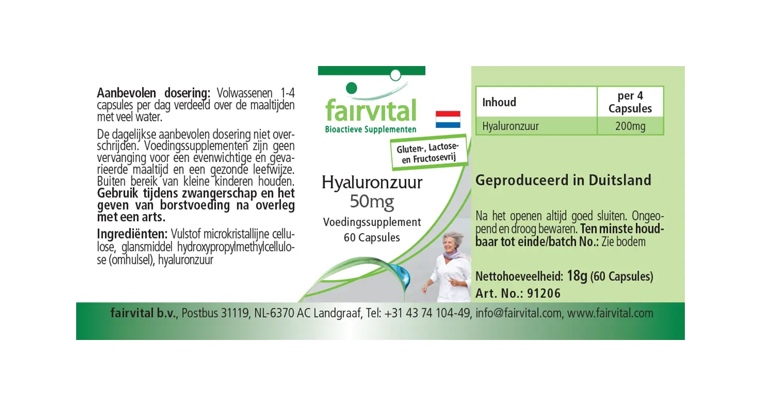 Hyaluronsäure 50mg - 60 Kapseln - Vegan | Fairvital