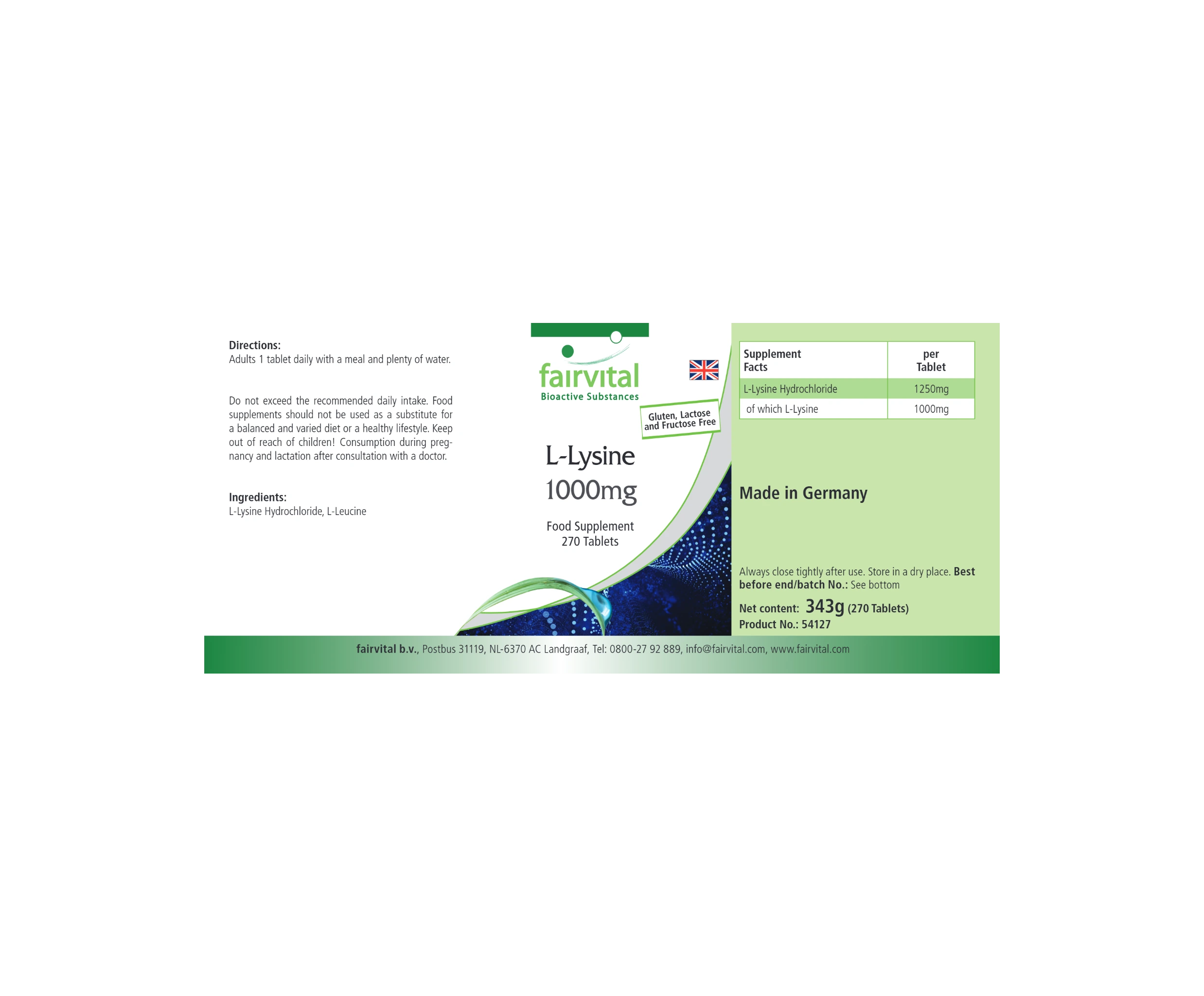 L-Lysine 1000mg - 270 tabletten - veganistisch | Fairvital