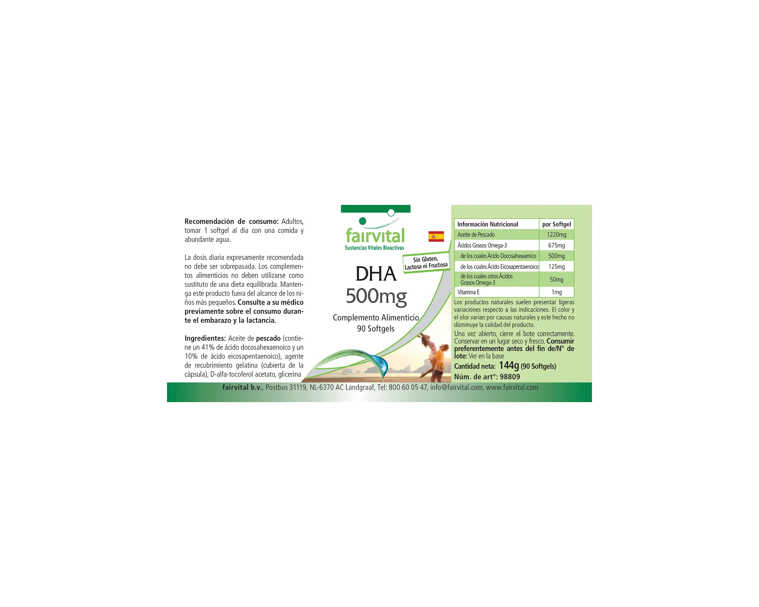DHA 500mg - 90 Softgels  - mit Vitamin E - für Herz, Blutdruck, Zellschutz uvm. - Hochdosiert | Fairvital