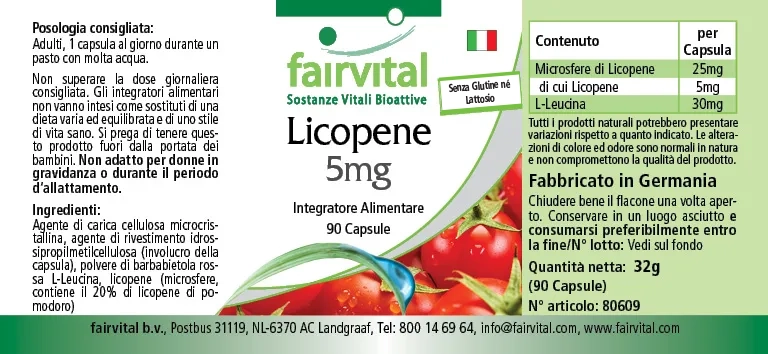 Licopeno 5mg - 90 Cápsulas Licopeno 5mg - 90 Cápsulas