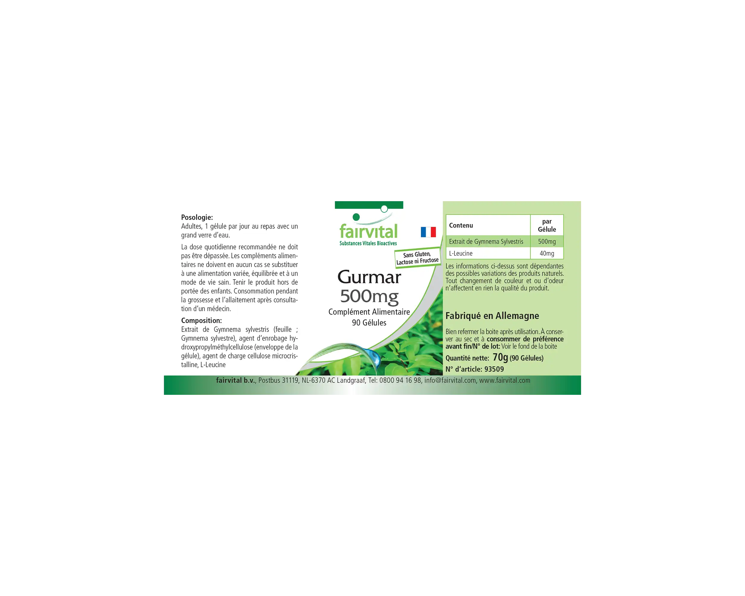 Gurmar 500mg - Gymnema Sylvestre - 90 Kapseln - vegan | Fairvital