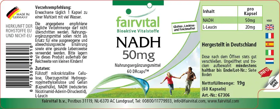 NADH 50mg – 60 Capsules - Delayed release