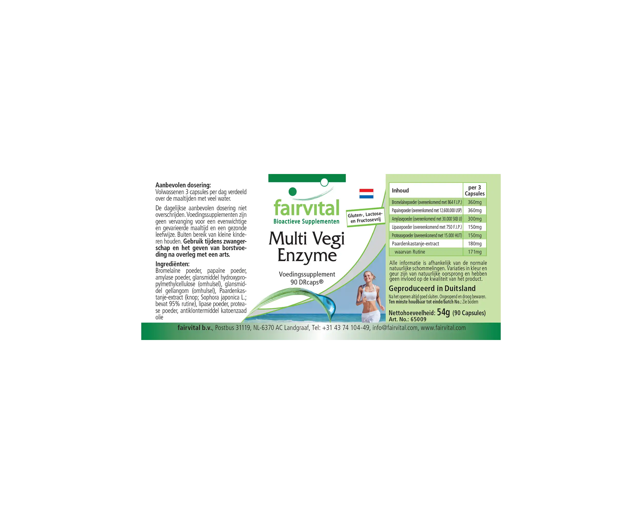 Multi Vegi Enzyme - 90 Kapseln (DRcaps) - 100% pflanzlicher Enzymkomplex mit Bromelain, Papain, Lipase, Rutin - Vegan | Fairvital