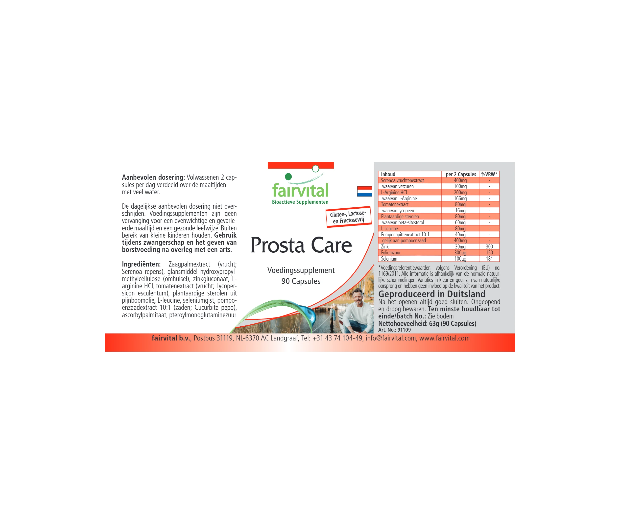 Prosta Care - 90 capsule - con zinco, selenio, licopene e molto altro - Ad alto dosaggio e vegano | Fairvital