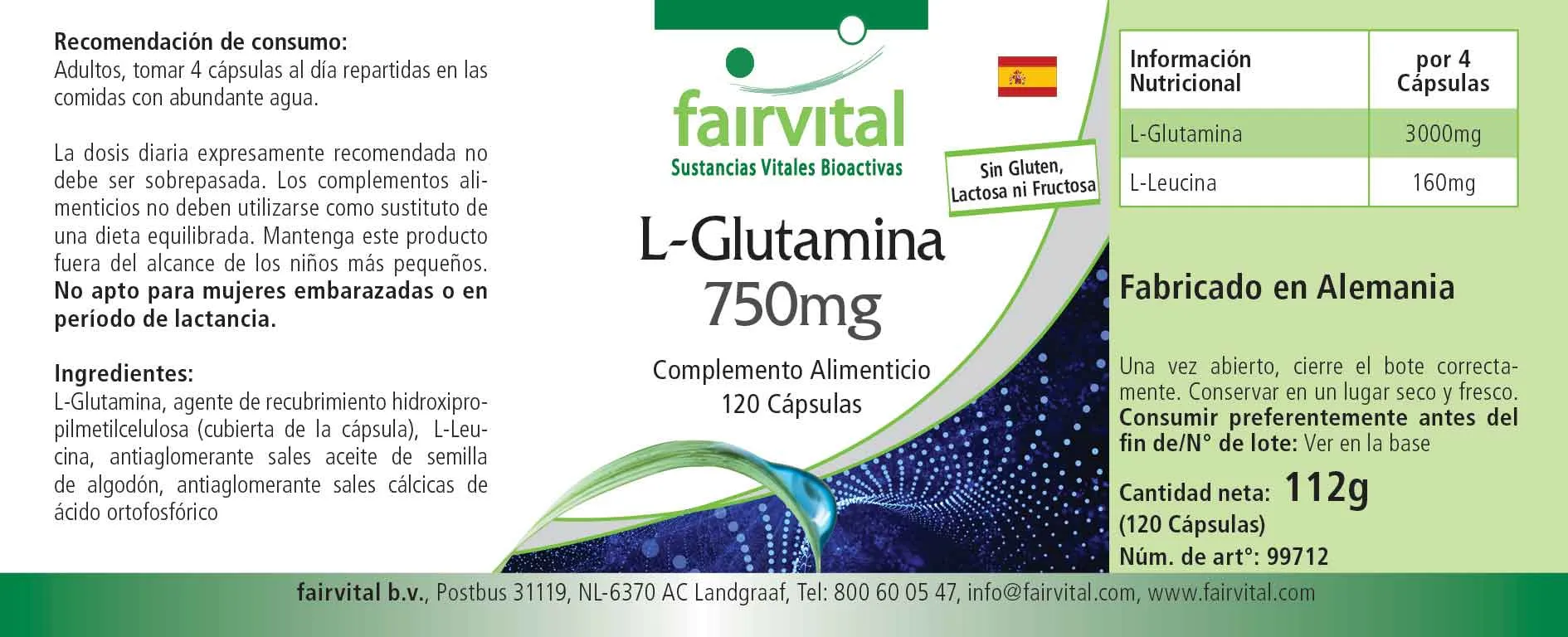 L-Glutamina 750mg - 120 capsule L-Glutamina 750mg - 120 capsule
