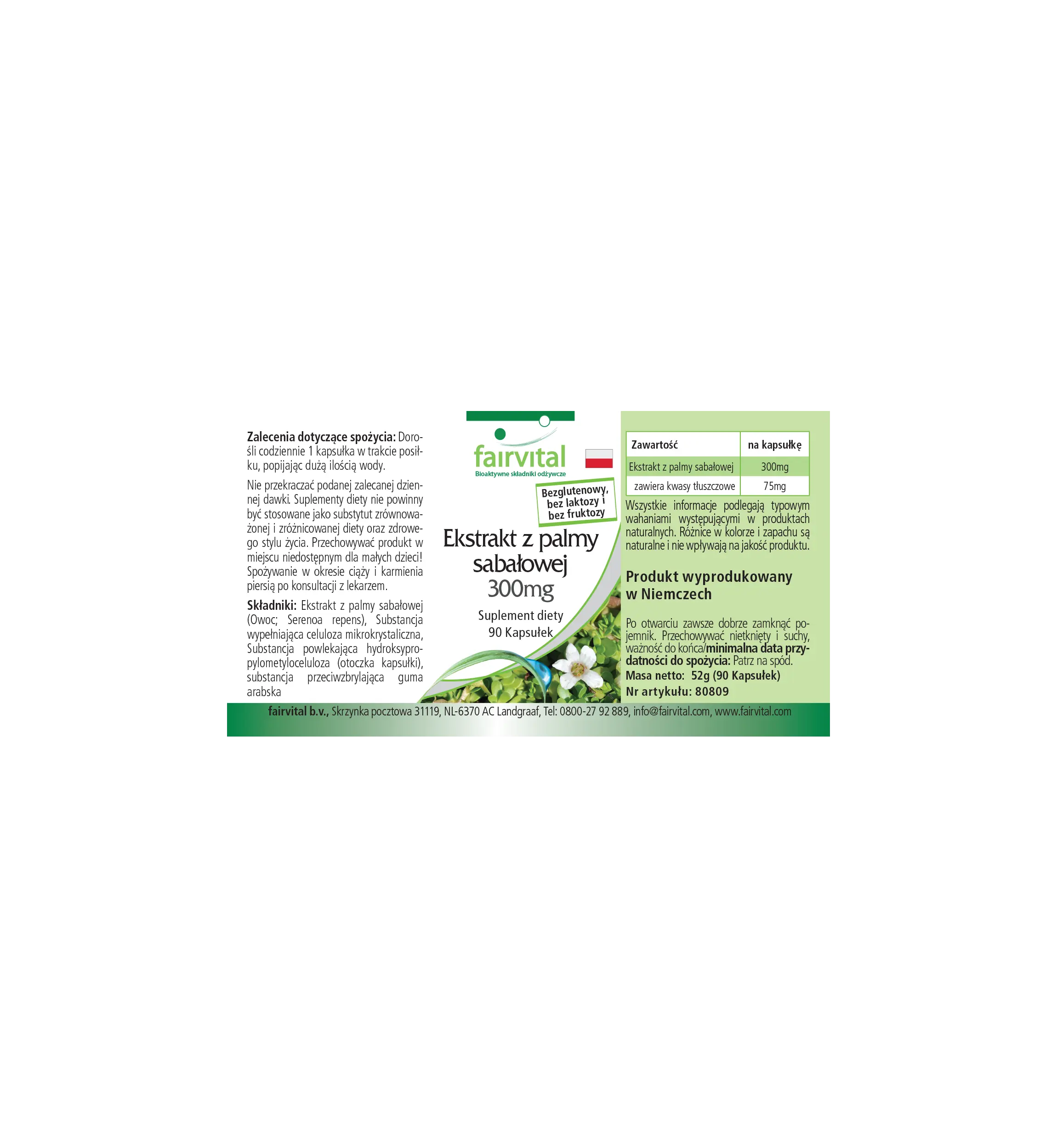 Saw Palmetto Extract 300 mg - 90 capsules - easy to swallow - with beta-sitosterol - vegan | Fairvital