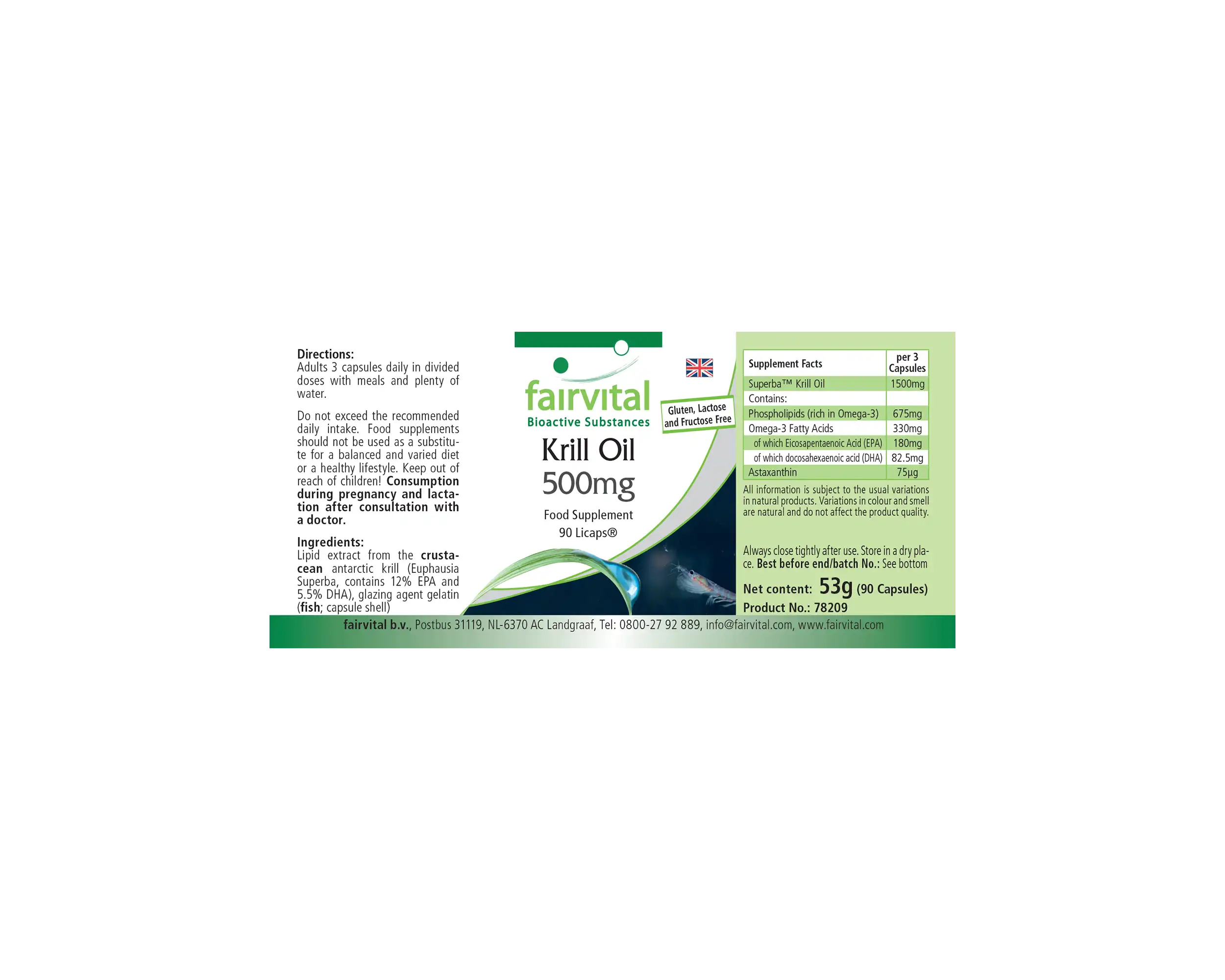 Krill-Öl 500mg Kapseln - 90 LiCaps® - mit EPA & DHA - für Hez, Gehirn, Sehkraft, Blutdruck uvm. | Fairvital Krill-Öl 500mg Kapseln - 90 LiCaps® - mit EPA & DHA - für Hez, Gehirn, Sehkraft, Blutdruck uvm. | Fairvital