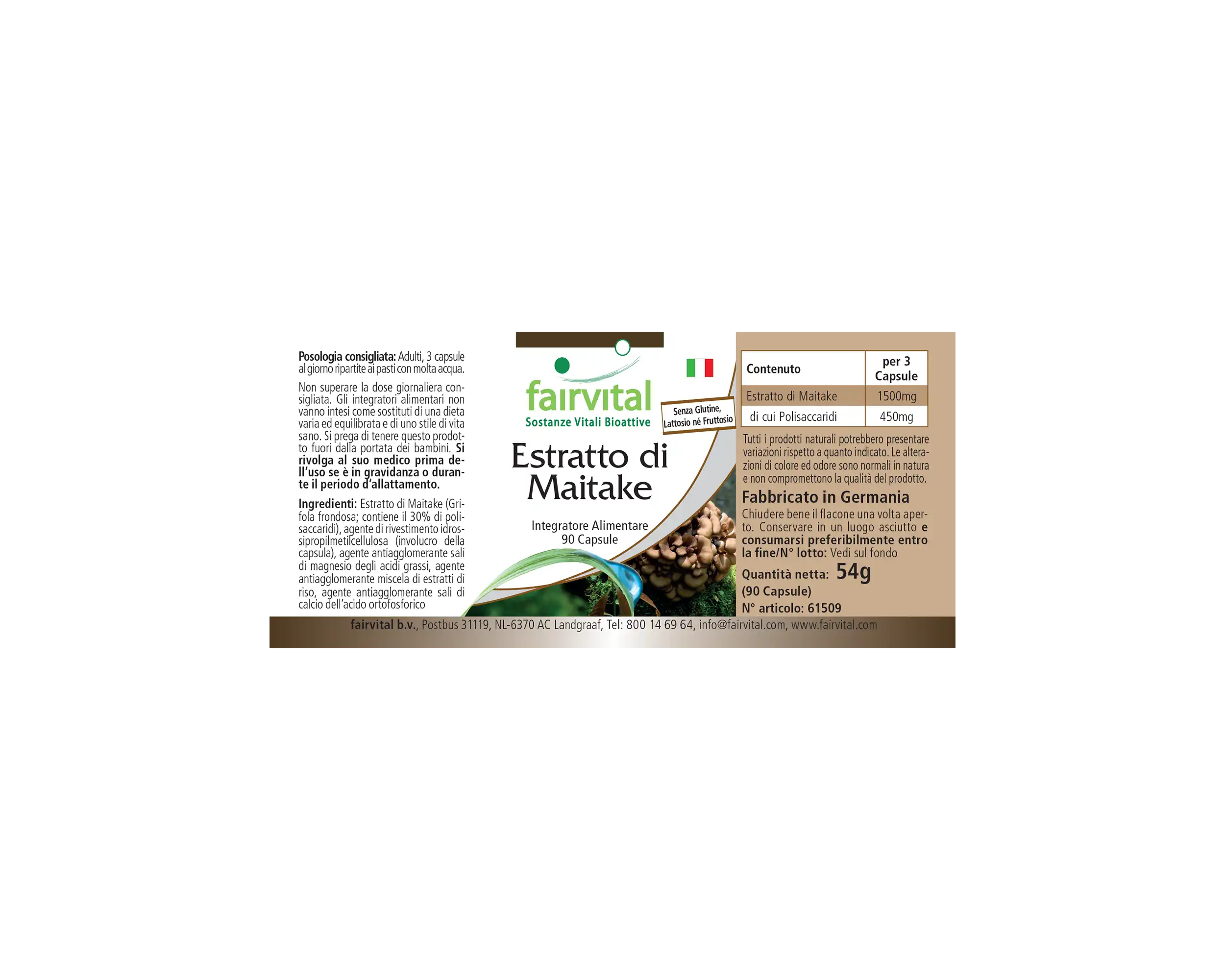 Maitake Extrakt - 90 Kapseln - Grifola frondosa - 30% Polysaccharide - Hochdosiert und Vegan | Fairvital