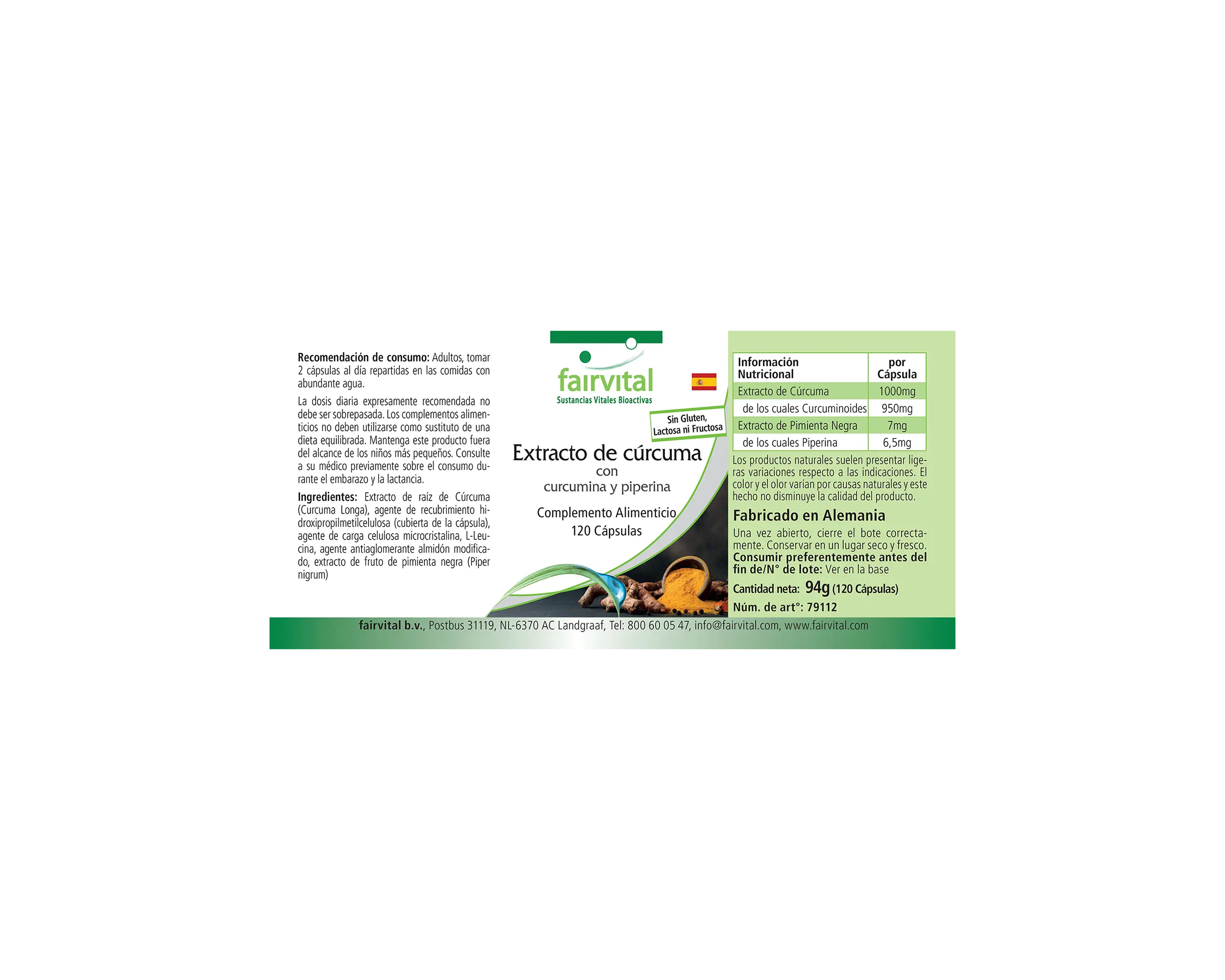 Curcuma Extrakt mit Curcumin & Piperin - 120 Kapseln - vegan | Fairvital