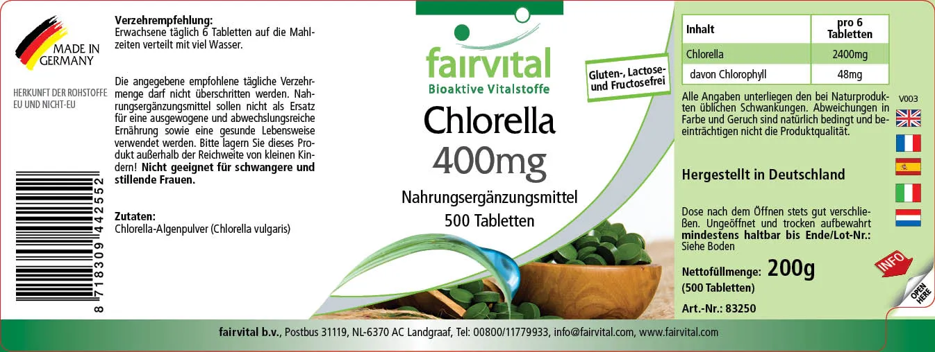 Chlorella 400mg - 500 comprimés