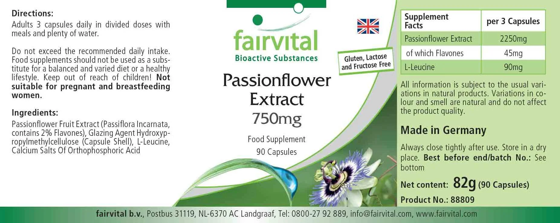 Passionflower Extract 750mg - 90 Capsules