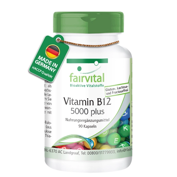 Vitamin B12 5000 plus - 90 Kapseln - Hochdosiert | Fairvital Vitamin B12 5000 plus - 90 Kapseln - Hochdosiert | Fairvital