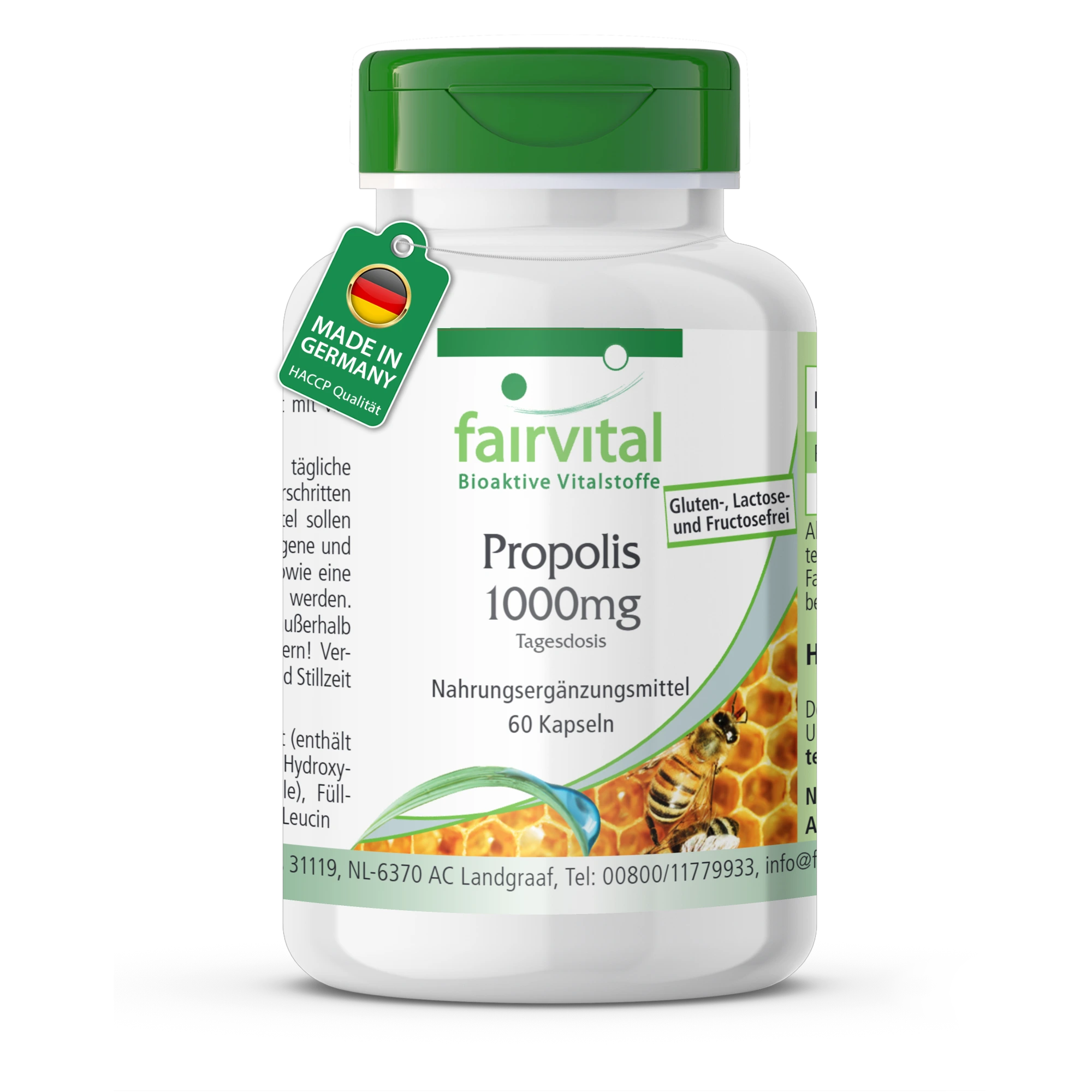 Própolis 1000mg Dosis Diaria – 60 Cápsulas – Extracto Natural de Resina de Abeja – Con 3% de Galangina | Fairvital