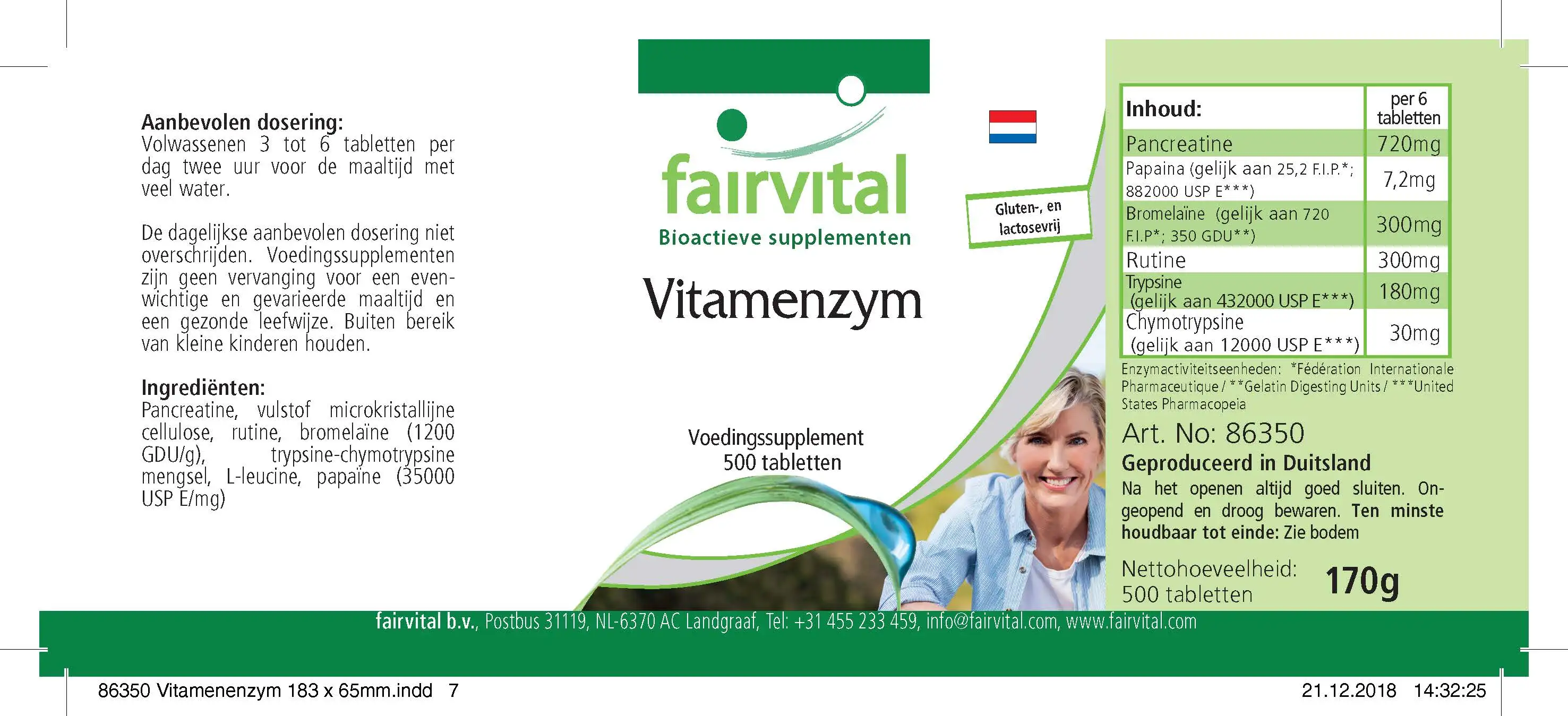 Vitamenzym - 500 Tabletten - mit Pankreatin, Papain, Bromelain, Rutin, Trypsin uvm. | Fairvital Vitamenzym - 500 Tabletten - mit Pankreatin, Papain, Bromelain, Rutin, Trypsin uvm. | Fairvital
